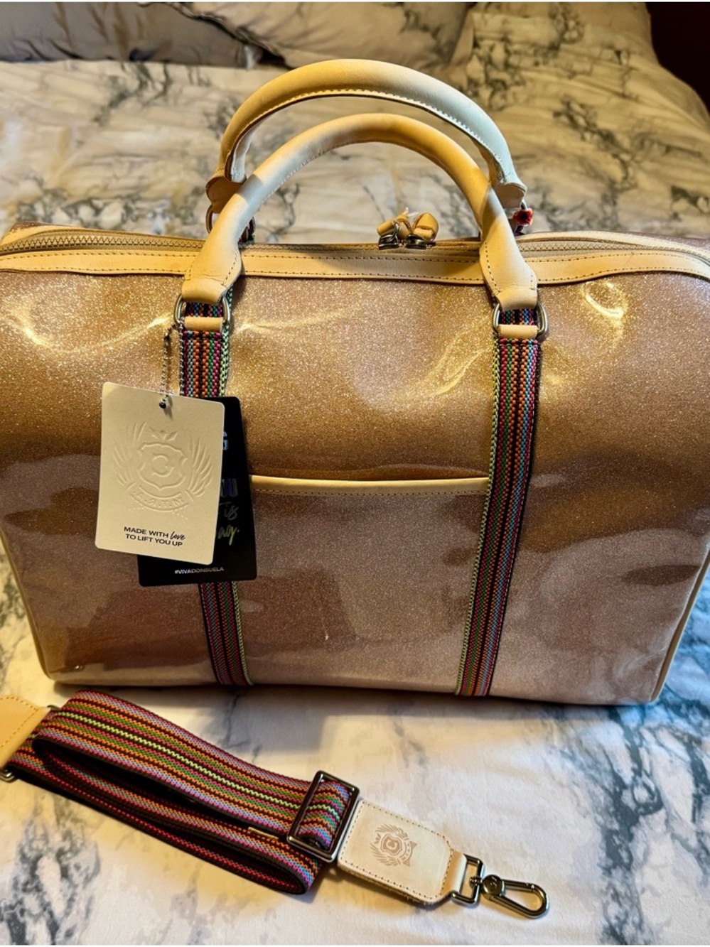 NEW Consuela Jet Setter, Emery - Duffel Travel Tote Bag with Strap NEVER USED